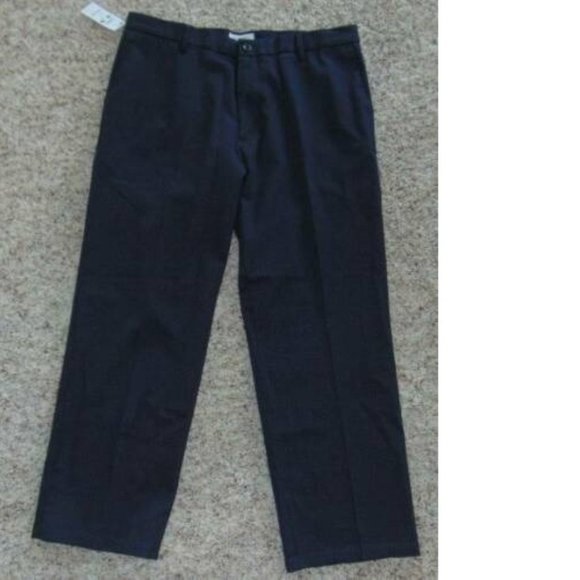 Mens Dockers D2 Pants 36x29 Black Checked Stretch Flat Front Creased Khaki Dress - Picture 2 of 5